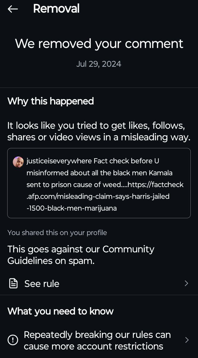 PositiveOfSelf's tweet photo. Im beginning to think @instagram  may be Bias. All I did was post facts and Instagram removed my post but its fact official the Lies tht #Trump has told and MAGAs and they are not affected. But I keep all my proof. #fyp #foryou #KamalaHarris2024 #media #viral #news #latimes #abc https://t.co/QITGadYv9W
