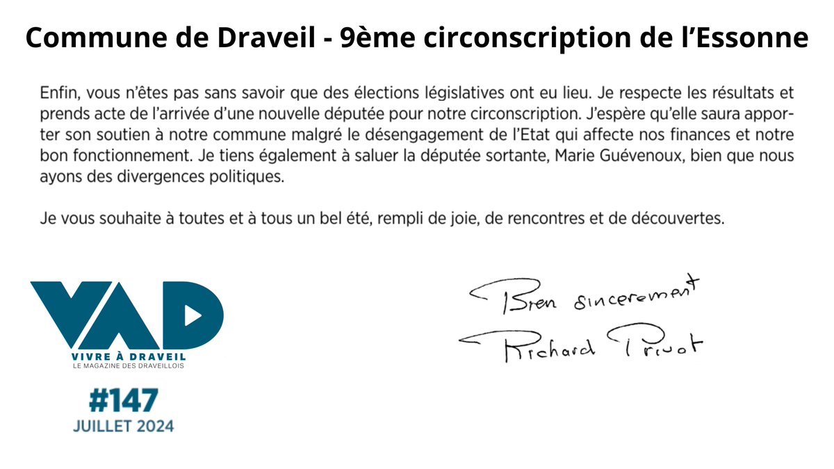 argonaute1984's tweet photo. Votre nouvelle députée se prénomme Julie, Julie Ozenne. J'espère que pour les prochains évènements sur votre commune, vous saurez apprécier ma présence et mes qualités, tout en n'ayant pas honte de me nommer. @VilledeDraveil
#JOParis2024 #relaisdelaflamme #sport #villededraveil https://t.co/B8VQ24XZwn