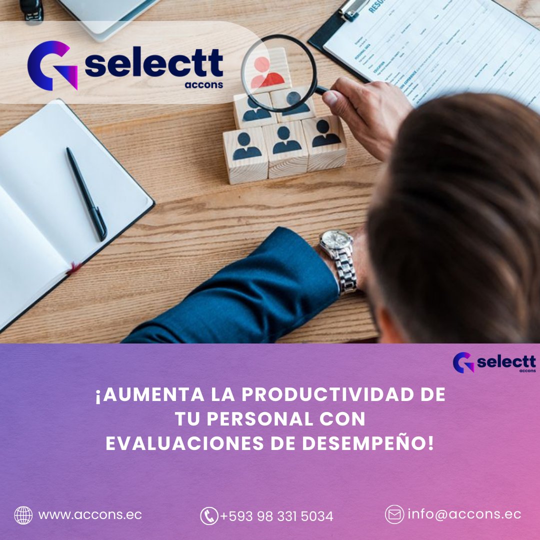 infoACCONS's tweet image. Las evaluaciones de desempeño son la clave para un equipo exitoso! .Mejoras la productividad, descubres talentos ocultos y alineas los objetivos de tu personal con la empresa.¡Maximiza la productividad de tu personal con #Selectt! 
#evaluaciondedesempeño #empresa #accons  #azuay