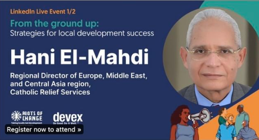 CatholicRelief's tweet image. Happening now! CRS is on LinkedIn Live with @Devex discussing #localization: building partnerships and increasing funding to local organizations for sustainable development. Join us: dvx.cm/qsw79e.  #RootsOfChange #DevexSeries