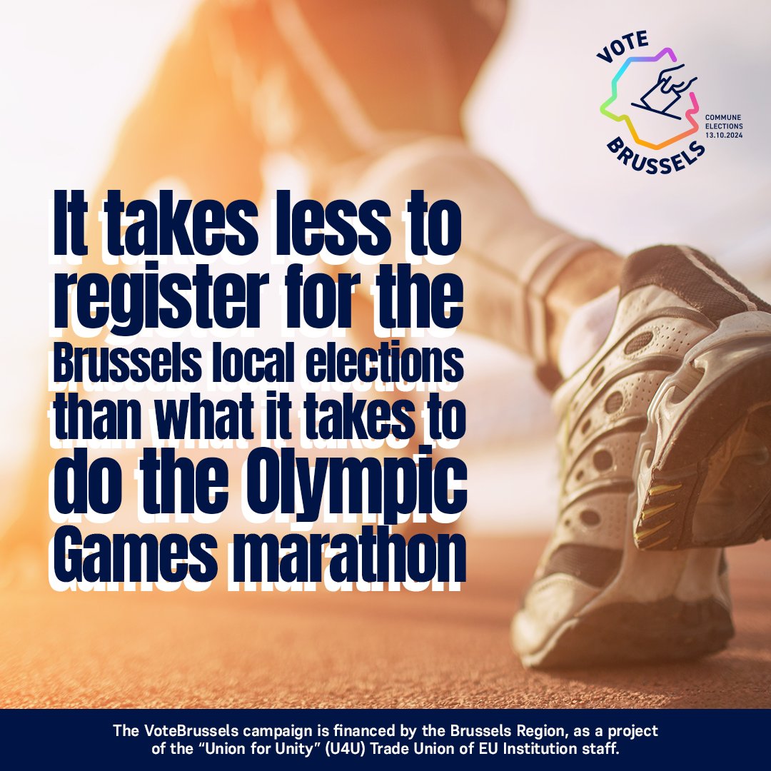 VoteBXL's tweet photo. Watching the #Olympics ?

You don't need to be an athlete for registering to vote for the Brussels local elections on October 13th. In fact, it takes less than 5 minutes!

Do it now and you will feel like a gold medal champion 🏅

https://t.co/yHcBoHBCTP

#VoteBrussels https://t.co/GM2TjksfRZ