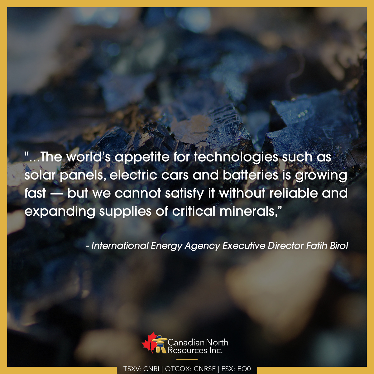 A secure access to #criticalminerals is vital for energy transitions, the IEA stated.

Read: loom.ly/tm5xKxE 

$CNRI has the potential to supply critical minerals w/ our Ferguson Lake Project in Nunavut: loom.ly/fuMtqbw

#TSXV $CNRI $CNRI.V #OTCQX $CNRSF #FSE #EO0