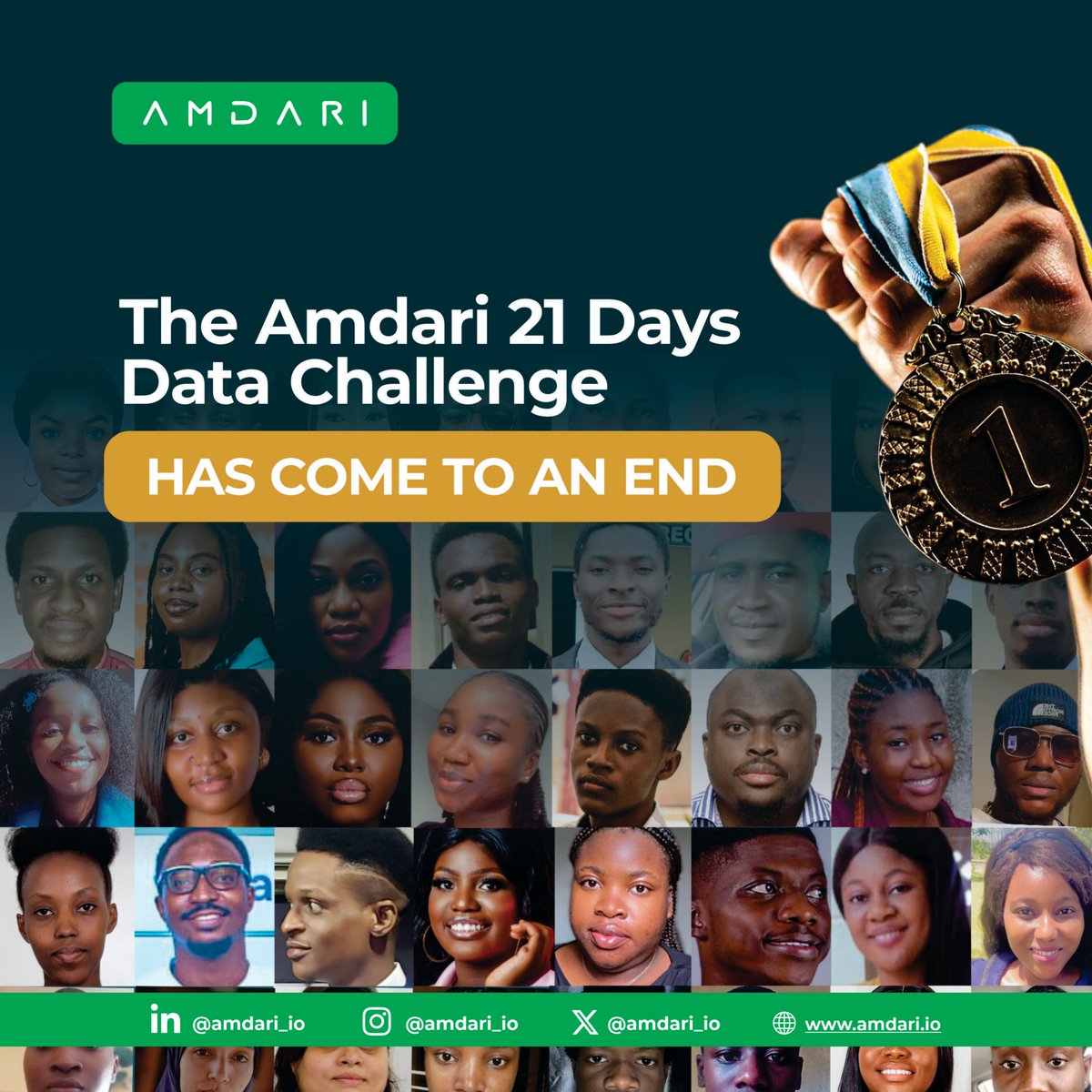 Amdari_IO's tweet image. Congratulations to all the participants of #Amdari21DaysDataChallenge, we are so proud of your growths! 

What will you miss about the #Amdari21DaysDataChallenge? Tell us in the comments