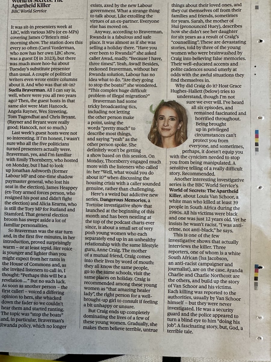 My daughters podcast gets great reviews in Observer yesterday  - Dangerous Memories