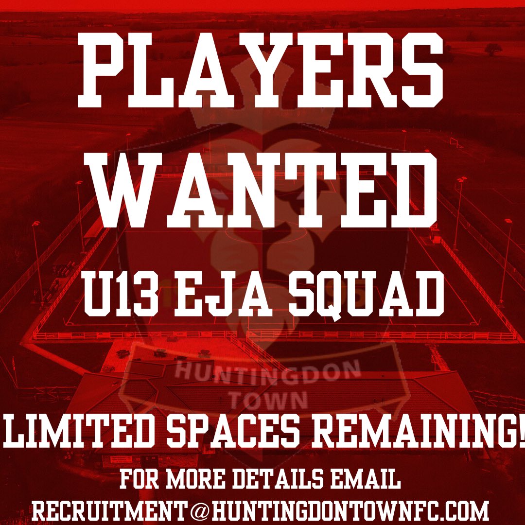 Huntingdon Town FC (@hunterstownfc) on Twitter photo 🚨CALLING PLAYERS🚨
⚽️We are looking for U13 (Year 8) players!
🫵Do you want to #GetInvolved?
📝Send us an email to get started!
#TheHunters ❤️💛🖤
<a href="/PDFLUK/">Peterborough & District Football League</a> <a href="/EJALeague/">EasternJnrAlliance</a> <a href="/cufcelite/">Cambridge United Elite Centres</a> 🚨CALLING PLAYERS🚨
⚽️We are looking for U13 (Year 8) players!
🫵Do you want to #GetInvolved?
📝Send us an email to get started!
#TheHunters ❤️💛🖤
<a href="/PDFLUK/">Peterborough & District Football League</a> <a href="/EJALeague/">EasternJnrAlliance</a> <a href="/cufcelite/">Cambridge United Elite Centres</a>