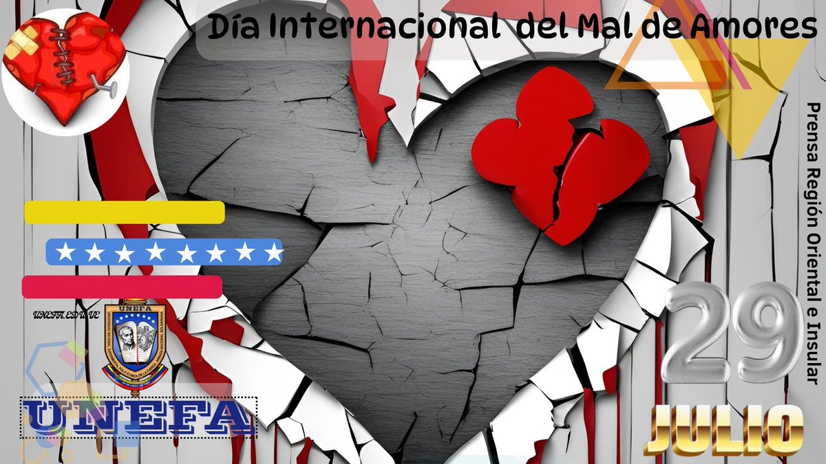 Siguiendo las directrices del M/G @R_nicodemo Rector de la UNEFA, #Efeméride🇻🇪 ||29 de julio, se celebra el Día Internacional del Mal de Amores, jornada con la que más de uno se sentirá identificado, ya sea por el pasado, por el presente o, en algunos casos, futuro.