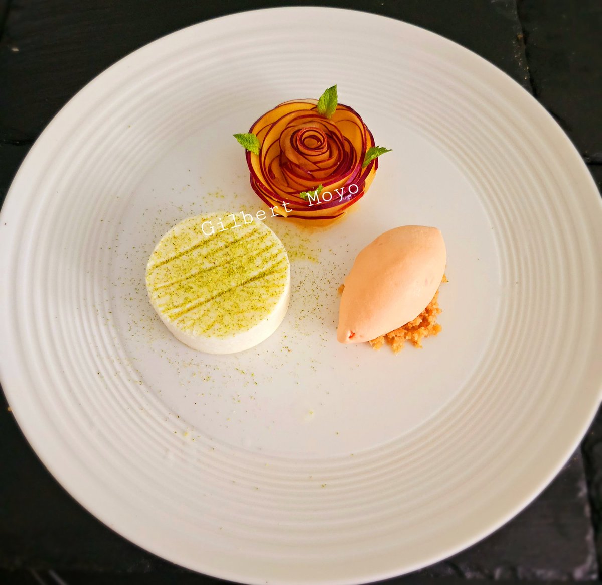 Home made...badboy  Peach Salad | Peach gel | Peach Ice Cream| Vanilla yoghurt&amp; Orange biscuit crumbs <a href="/Njube_Ras/">Mr Pride Reeds🇿🇼🇿🇦🇦🇪</a>