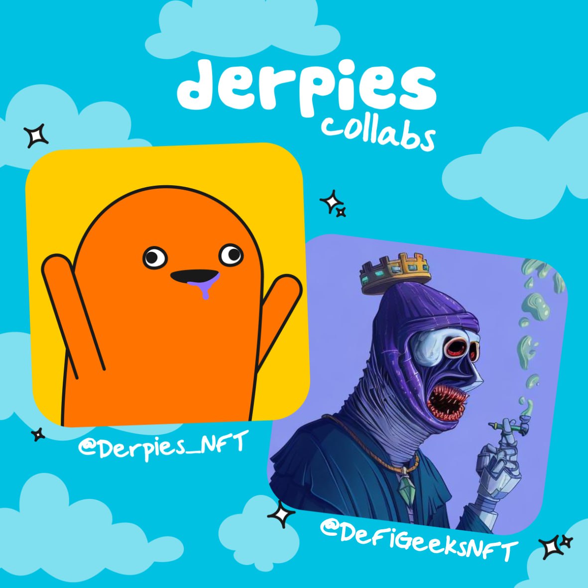 1/1 🔥A hot partnership between two strong ones !!!🔥
⚡️Make the right choice!!! Choose your strong side!!! Be with us !!!⚡️
💥The DefIGeeks &amp; Derpies community is waiting for you!!! Get your chance at Derpies WL !!!💥