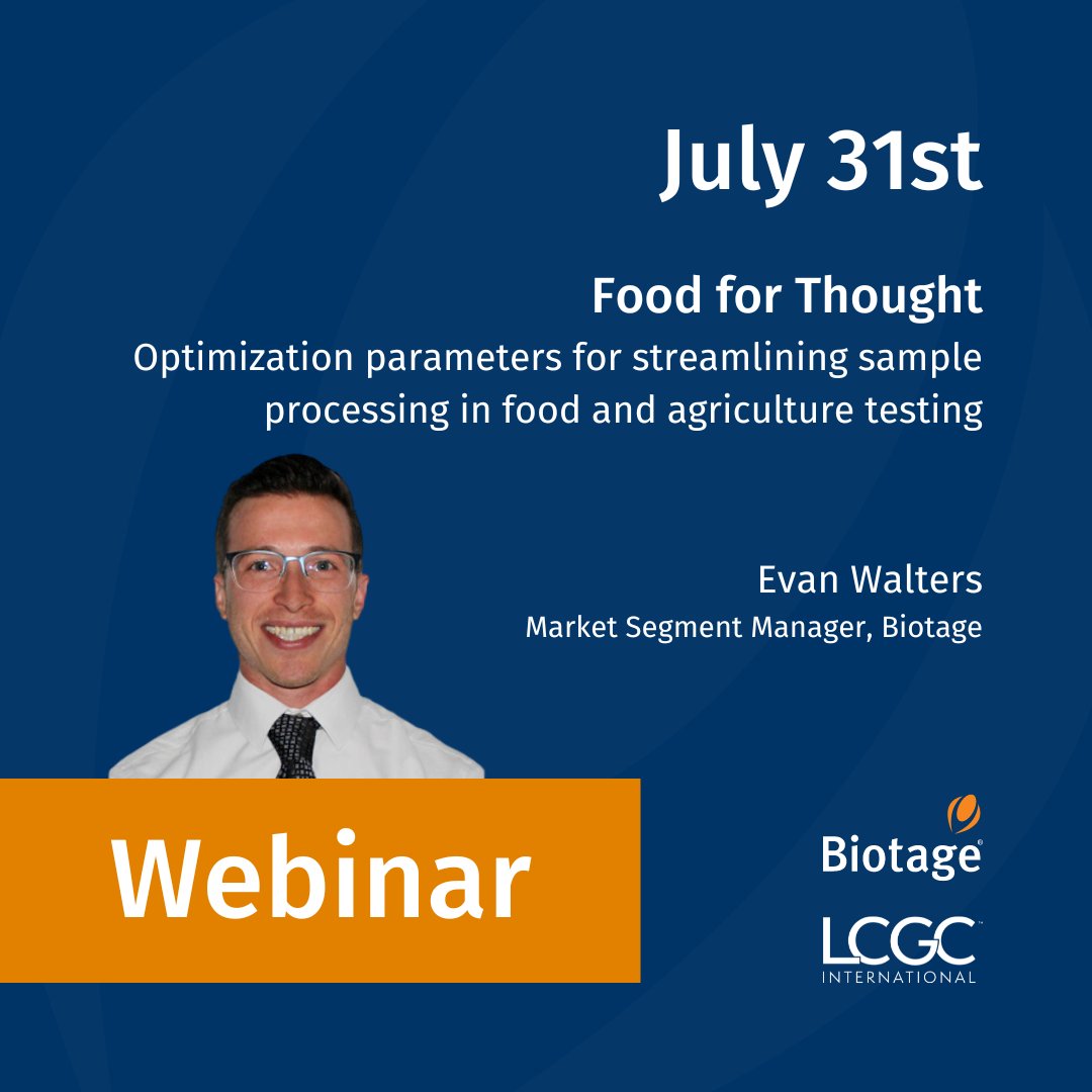 Biotage's tweet image. Improving food safety testing productivity should not compromise precision, accuracy, or reporting limits. Learn how to achieve this balance and discover practical tools and solutions with Evan Walters in our upcoming webinar. 

Register now: hubs.ly/Q02HpljR0

#foodtesting