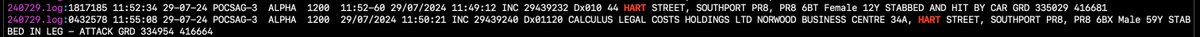 This is the alert that got sent to the emergency service pagers. Yes people still use pagers and the data is unencrypted.
 #Southport