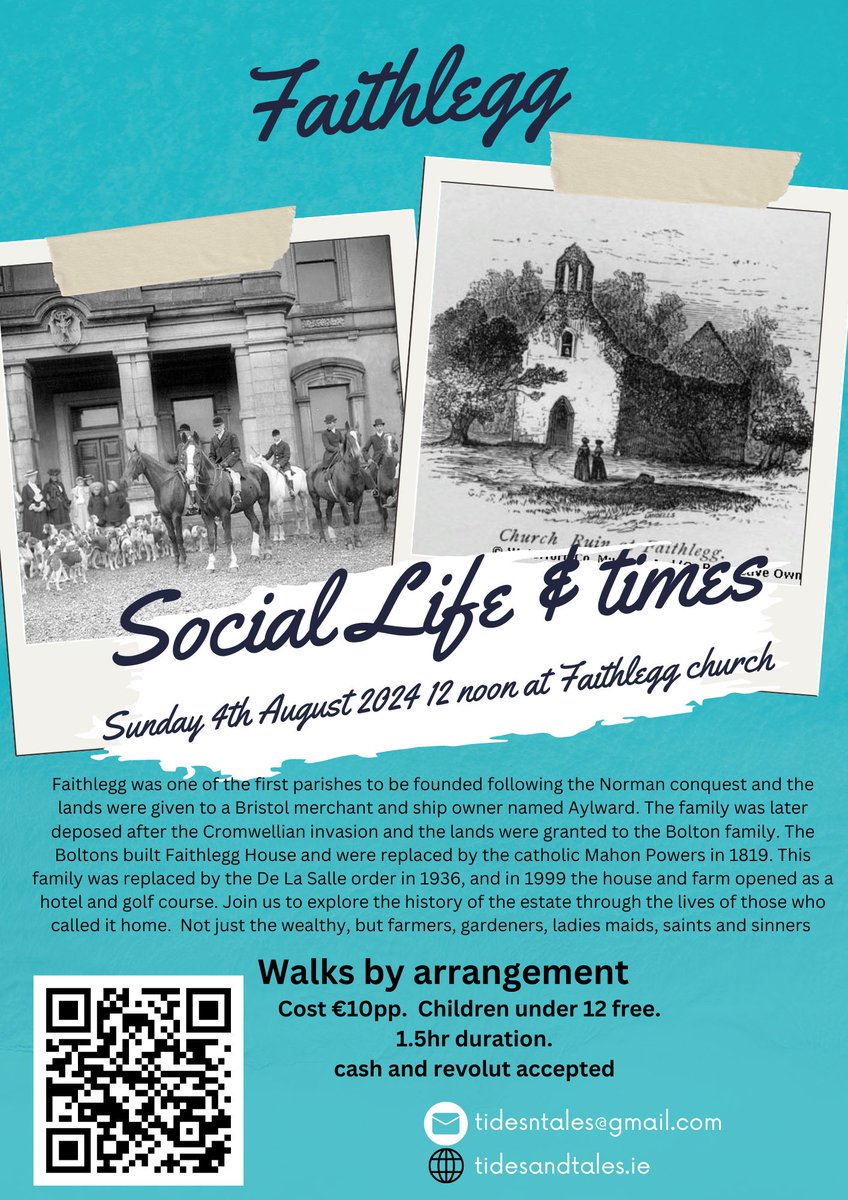 Hosting a walk around the Faithlegg estate this coming Sunday 4th August at 12 noon, departing from Faithlegg Church.  Chock lots of Irish and #Waterford history but fascinating social stories too, from graverobbers, gunrunning, prize pigs, hurling deaths and ghostly apparitions.