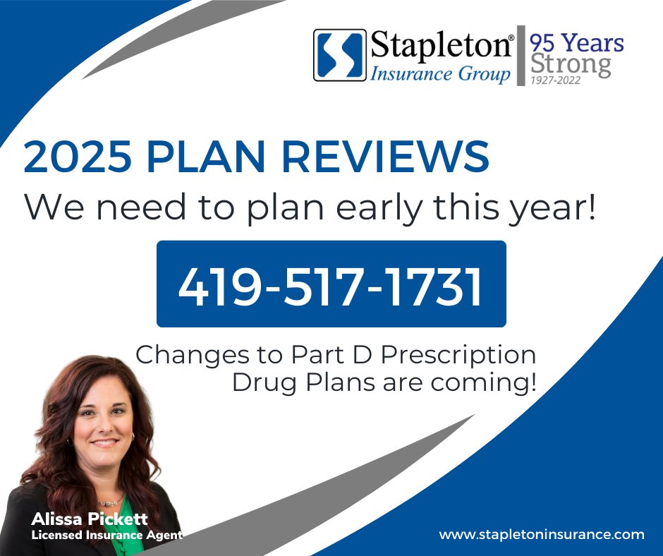 Plan for Part D changes ahead. Call today! #partd #stapletoninsurance #medicarehelp