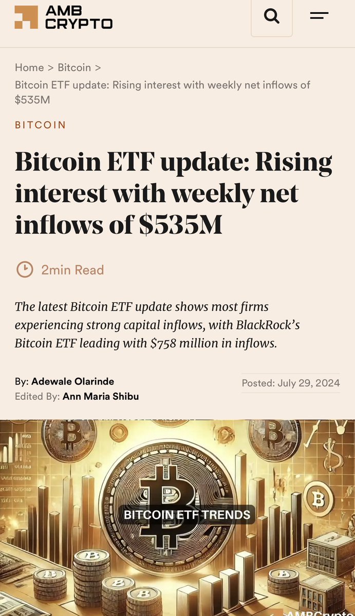 CryptoNews2008's tweet photo. 🚨 تحديث صندوق المؤشرات المتداولة للبيتكوين #Bitcoin ETF ارتفاع  مع صافي التدفقات الأسبوعية البالغ 535 مليون دولار. https://t.co/tBekKBQlHK