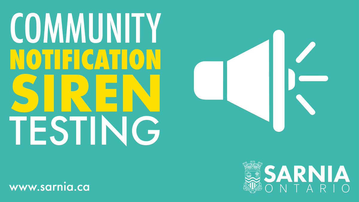 The City will test a new Community Notification Siren control system as part of its regular siren testing July 29 at 12:30 p.m. With the new control system being tested, there is a possibility that the test may not occur exactly as scheduled.

sarnia.ca/SirenTest2024