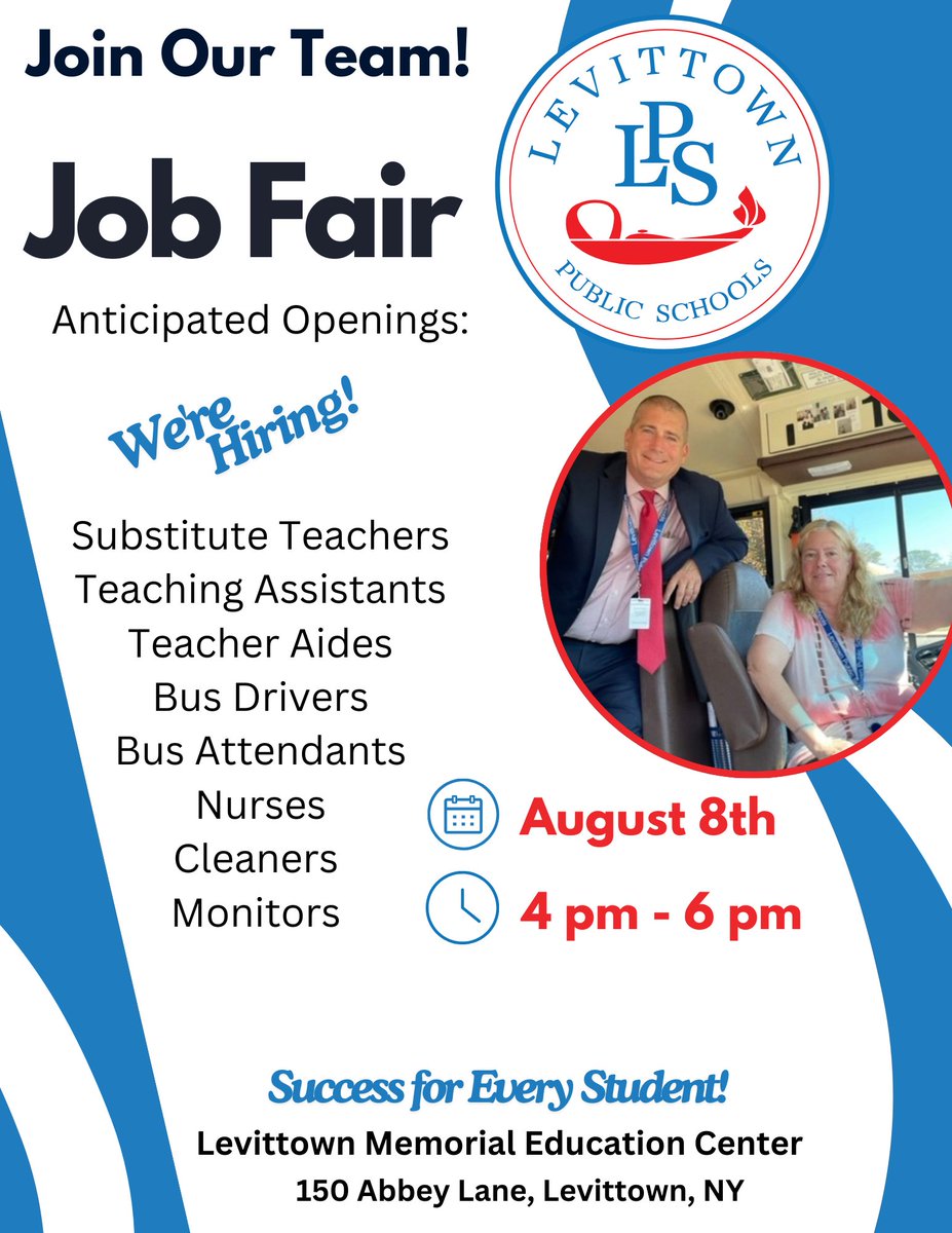 We're hiring! Stop by our Job Fair on August 8 to join our amazing team! #SuccessAtLPS