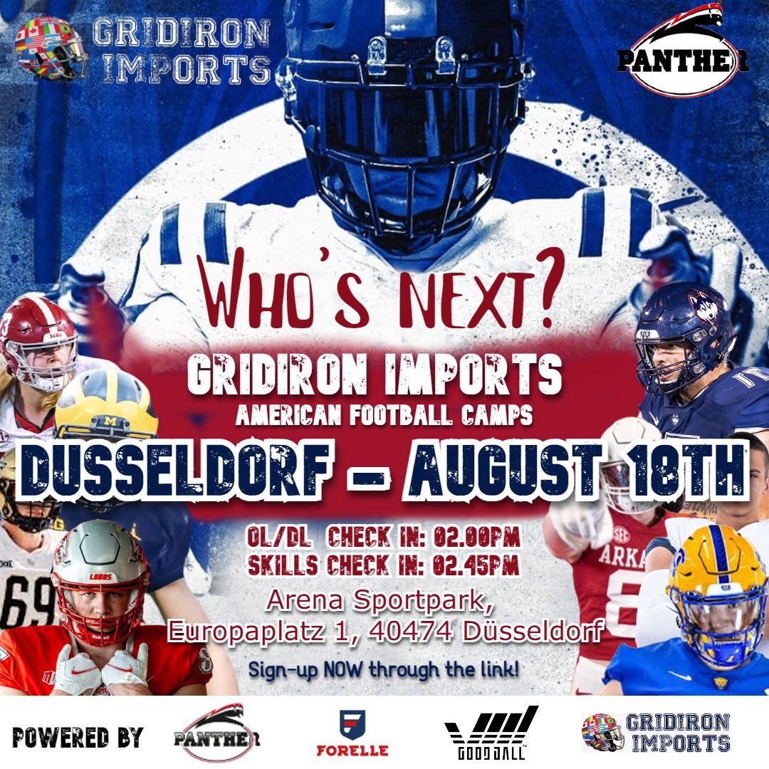 Gridiron Imports Foundation (@gridironimports) on Twitter photo Closing in on two weeks until your chance to be next!
eventbrite.com/o/gridiron-imp…
<a href="/Dus_Panther/">Düsseldorf Panther</a> <a href="/HamburgHuskies/">Hamburg Huskies</a>
<a href="/CCrocodiles/">Cologne Crocodiles</a> <a href="/CologneFalcons/">Cologne Falcons</a> <a href="/HHBlueDevils/">Hamburg Blue Devils</a> <a href="/HamburgSwans/">Hamburg Swans</a> <a href="/HamburgPioneers/">Hamburg Pioneers</a> <a href="/ffm_universe/">Frankfurt Universe</a> <a href="/FightingPirates/">Fighting_Pirates</a> <a href="/GIfootballChris/">Chris Adamson</a> <a href="/BrianSpapens/">Coach Brian Spapens</a> <a href="/BjoernWerner/">Björn Werner</a> <a href="/PeterDaletzki/">Peter Daletzki HC/OC Team Germany</a> Closing in on two weeks until your chance to be next!
eventbrite.com/o/gridiron-imp…
<a href="/Dus_Panther/">Düsseldorf Panther</a> <a href="/HamburgHuskies/">Hamburg Huskies</a>
<a href="/CCrocodiles/">Cologne Crocodiles</a> <a href="/CologneFalcons/">Cologne Falcons</a> <a href="/HHBlueDevils/">Hamburg Blue Devils</a> <a href="/HamburgSwans/">Hamburg Swans</a> <a href="/HamburgPioneers/">Hamburg Pioneers</a> <a href="/ffm_universe/">Frankfurt Universe</a> <a href="/FightingPirates/">Fighting_Pirates</a> <a href="/GIfootballChris/">Chris Adamson</a> <a href="/BrianSpapens/">Coach Brian Spapens</a> <a href="/BjoernWerner/">Björn Werner</a> <a href="/PeterDaletzki/">Peter Daletzki HC/OC Team Germany</a>