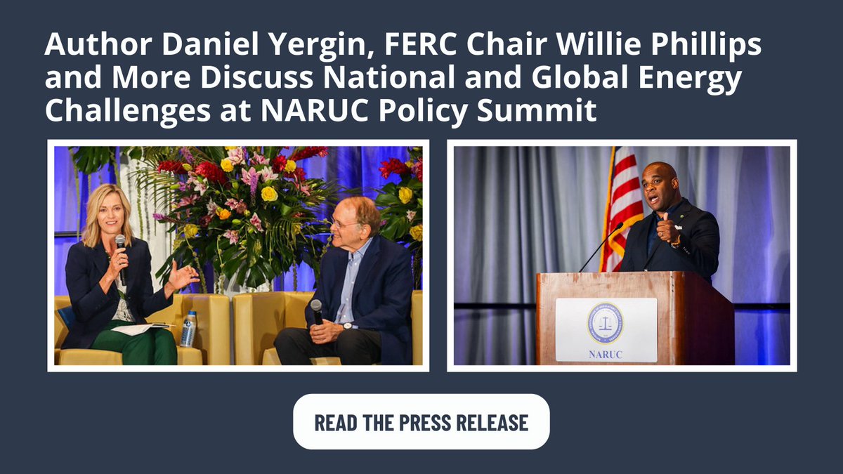 NARUC's tweet photo. We issued a press release summarizing #NARUCSUMMER24, highlighting the successful general sessions featuring Willie Phillips, Daniel Yergin, and more! Check it out: https://t.co/PUJjuLyCnY https://t.co/CTCG5lFYzO