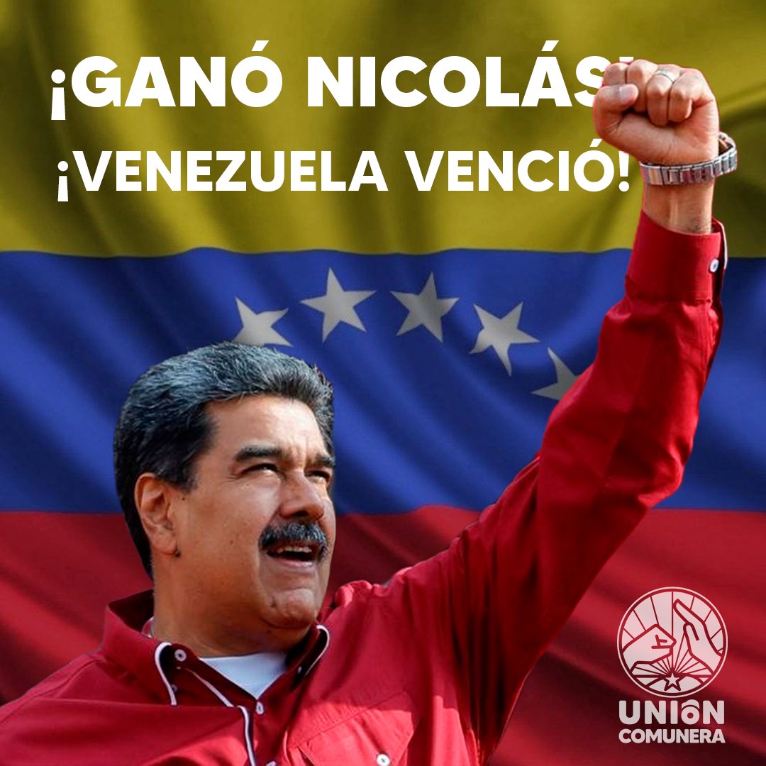 El pueblo comunero sigue venciendo junto a <a href="/NicolasMaduro/">Nicolás Maduro</a> Esta victoria le regala una nueva oportunidad a la Revolución Bolivariana para profundizar el proceso y continuar por los caminos de Chávez y Bolívar.