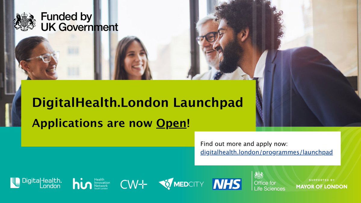 BeLambeth - Lambeth Council (@belambeth) on Twitter photo 📢 #DHLLAUNCHPAD APPLICATIONS OPEN 📢 #DigitalHealth companies can now apply to be part of Cohort 7 of <a href="/DHealthLDN/">DigitalHealth.London</a>‘s Launchpad, which helps London-based #DigitalHealth innovators launch new solutions for the #NHS.
Find out more and apply here: healthinnovationhub.smapply.io/acc/l/?next=/p… 📢 #DHLLAUNCHPAD APPLICATIONS OPEN 📢 #DigitalHealth companies can now apply to be part of Cohort 7 of <a href="/DHealthLDN/">DigitalHealth.London</a>‘s Launchpad, which helps London-based #DigitalHealth innovators launch new solutions for the #NHS.
Find out more and apply here: healthinnovationhub.smapply.io/acc/l/?next=/p…