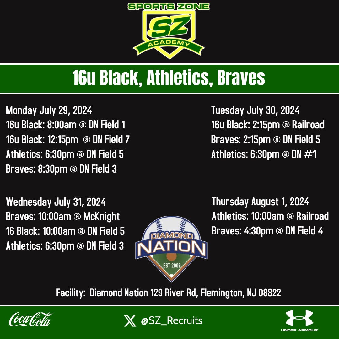 The <a href="/SportsZoneAcad/">Syracuse Sports Zone</a> 16u Black, Athletics and 17u Braves are on the road again 🚌🚌. <a href="/DiamondNationNJ/">Diamond Nation</a> for the 18u Blue Chip Prospects Event!
