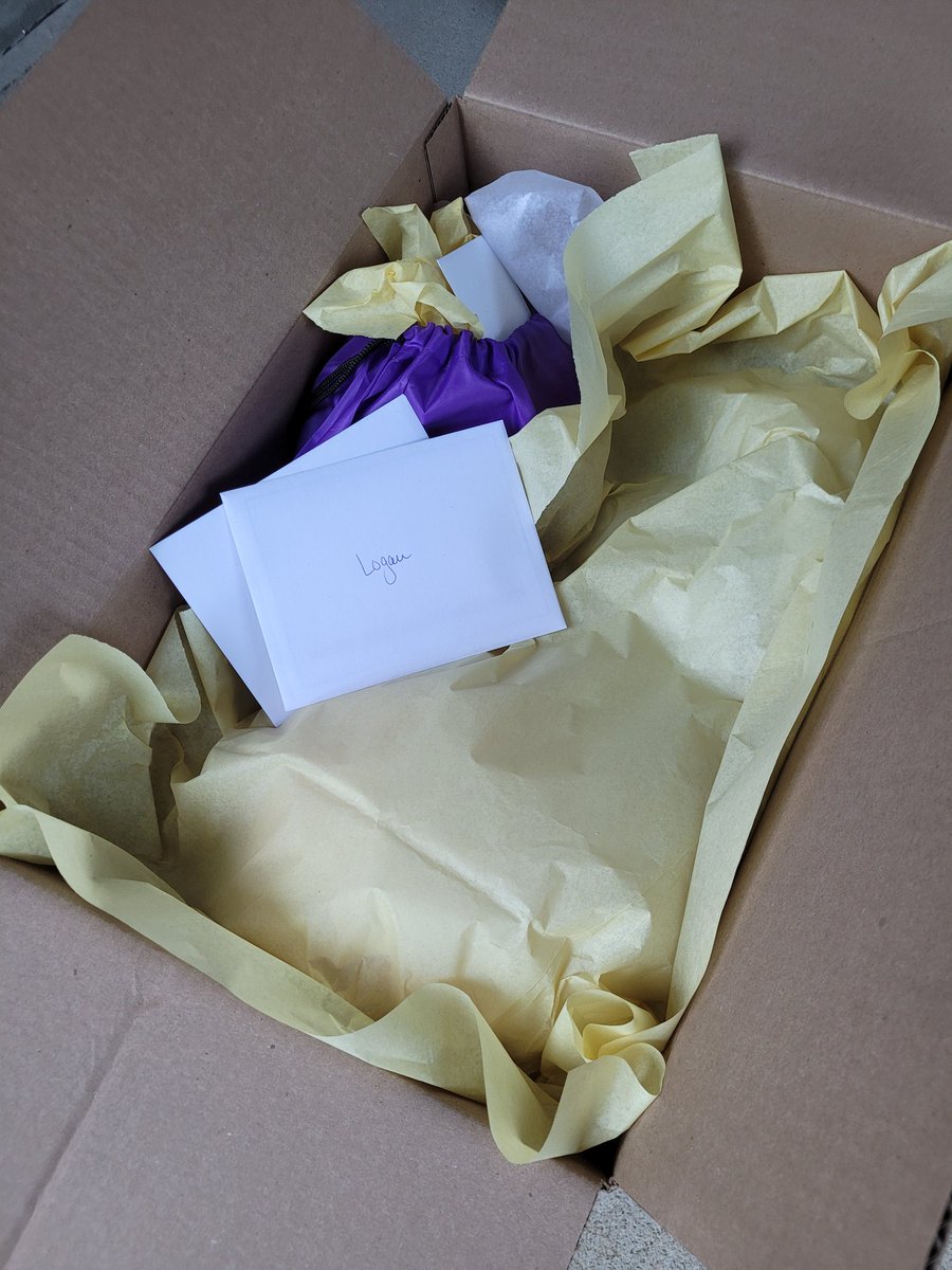 AbbysArmyNC's tweet photo. Logan, a 7 yo warrior, has been battling Burkitt lymphoma since last year. An Abby's Army care package was shipped out this morning to him, his sister, and his mom. A surprise pick-me-up always brings a smile &amp; shows them they are not alone in this fight 💜🎗
#bethegoodintheworld https://t.co/O0S6OXYqsj