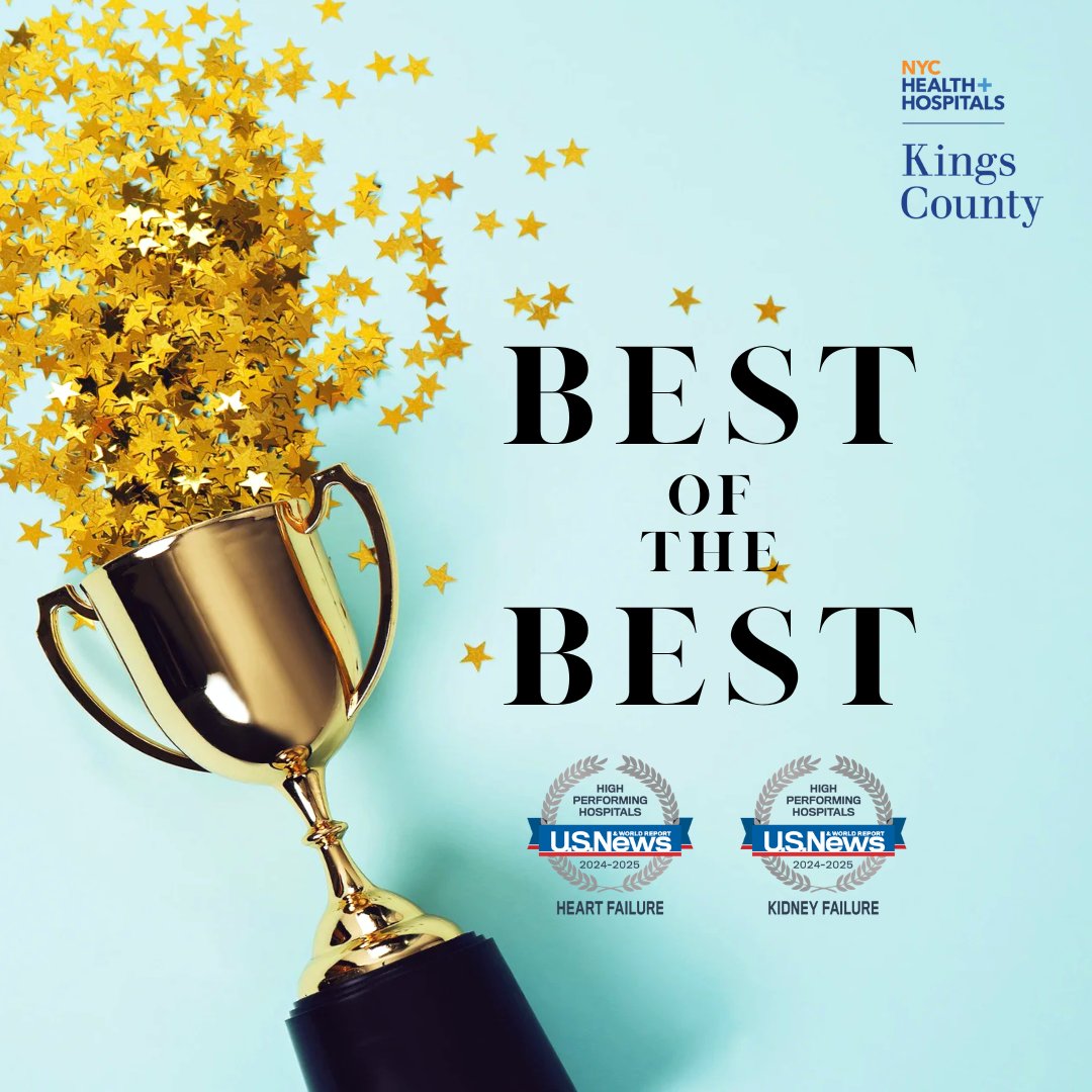 NYC Health+Hospitals/Kings County (@kingscountyhosp) on Twitter photo Congratulations are in order for <a href="/KingscountyHosp/">NYC Health+Hospitals/Kings County</a> as we celebrate being recognized in U.S. News & World Report’s Best Hospitals list for 2024-2025 in Heart & Kidney failure! This recognition demonstrates our staff’s commitment to providing everyone with the highest quality care🏆 Congratulations are in order for <a href="/KingscountyHosp/">NYC Health+Hospitals/Kings County</a> as we celebrate being recognized in U.S. News & World Report’s Best Hospitals list for 2024-2025 in Heart & Kidney failure! This recognition demonstrates our staff’s commitment to providing everyone with the highest quality care🏆