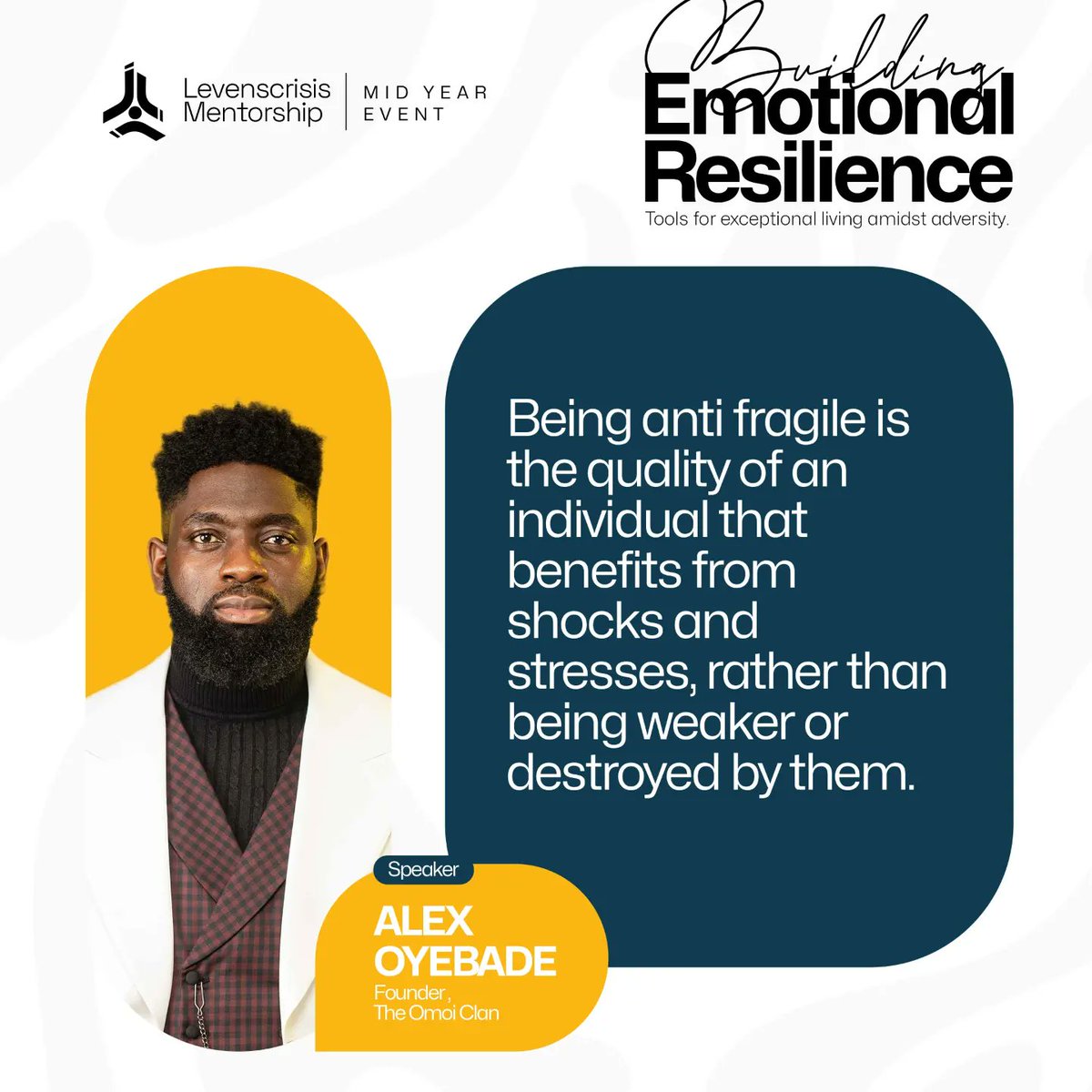 LevenscrisisM's tweet photo. What an insightful session we had with @iamalexoyebade yesterday evening. Pick the slide that resonates with you and make a resolution! Be at cause!
#midyear #selfdevelopment #Growthmindset #ContinualLearner #leadership #learnandgrow #emotionalresilience #embracethejourney https://t.co/cBsdDqvRO9