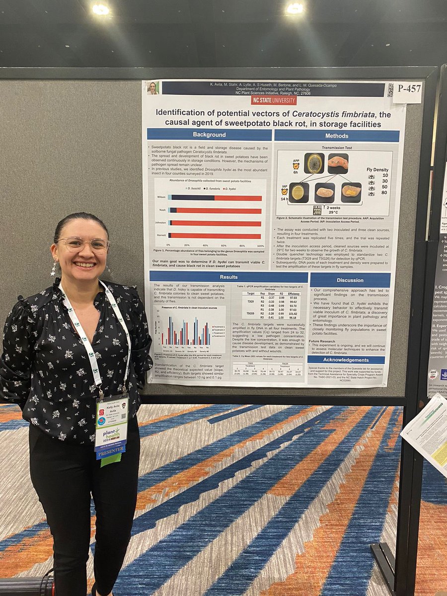Kelly J. Avila (@kellyjavilam) on Twitter photo Stop by poster 457 today at 4:45pm to talk about my work on sweet potato 🍠 and vectors! <a href="/QuesadaLabNCSU/">NC State Veggie Pathology</a> <a href="/NC_PSI/">N.C. Plant Sciences Initiative</a> #PlantHealth2024 Stop by poster 457 today at 4:45pm to talk about my work on sweet potato 🍠 and vectors! <a href="/QuesadaLabNCSU/">NC State Veggie Pathology</a> <a href="/NC_PSI/">N.C. Plant Sciences Initiative</a> #PlantHealth2024
