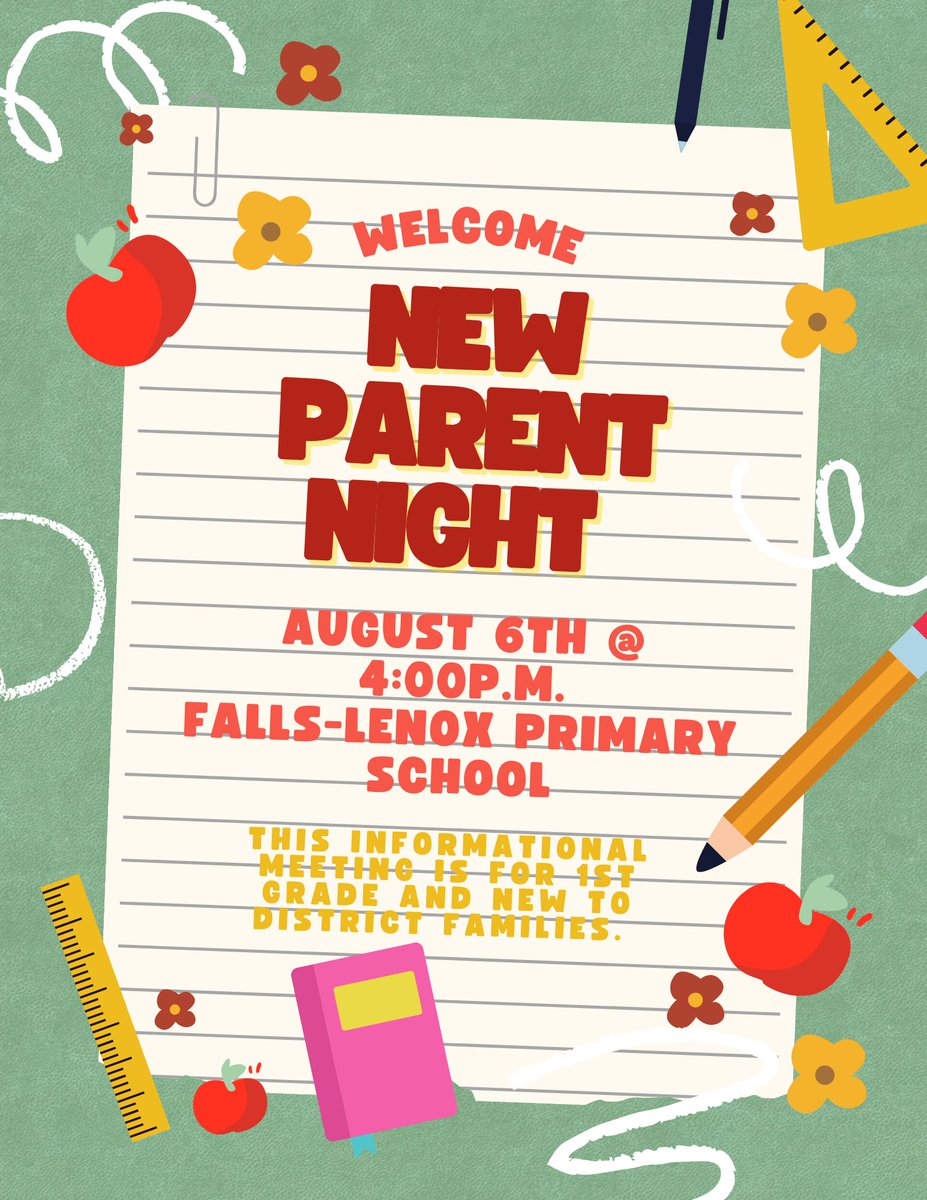 We would like to welcome our new Falls-Lenox Primary School Families!  Please see the invitation below. ⁦@OFCSSuper⁩ ⁦<a href="/OFCSDistrict/">OFCS District</a>⁩ ⁦<a href="/OFCSLINK/">OFCS LINK</a>⁩ ⁦<a href="/FLBulldogs/">Falls-Lenox Primary School</a>⁩ ⁦<a href="/FL_counselor/">Cassandra DeLuca</a>⁩