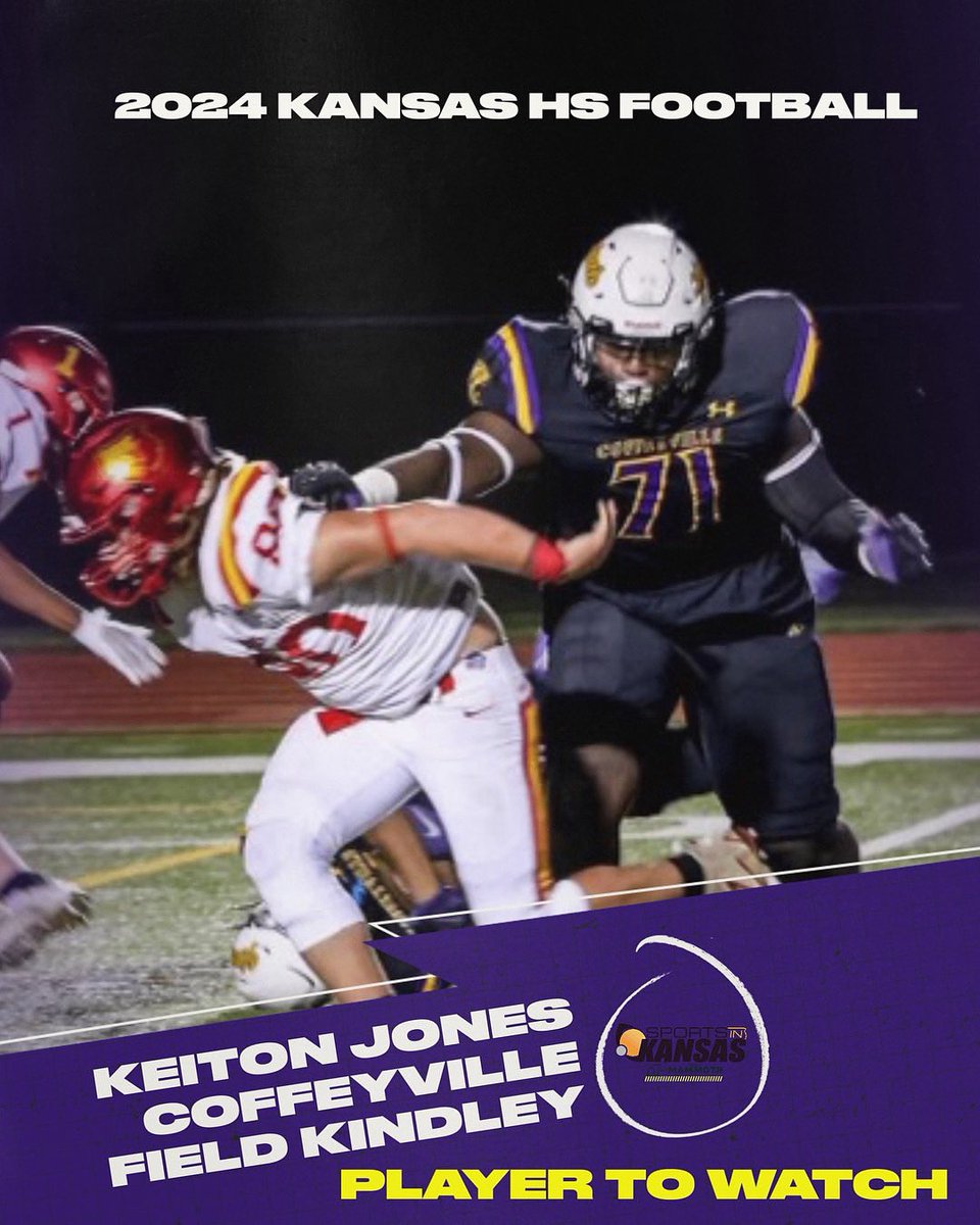 4A 🏈 Player to Watch: Keiton Jones of Coffeyville Field Kindley is a 4⭐️ recruit and is expecting a big senior season this fall. The OL is ranked 35th in the county and had offers from K-State, OU, and Arkansas before committing to Mizzou. Jones was a SIK First Team Non-Senior