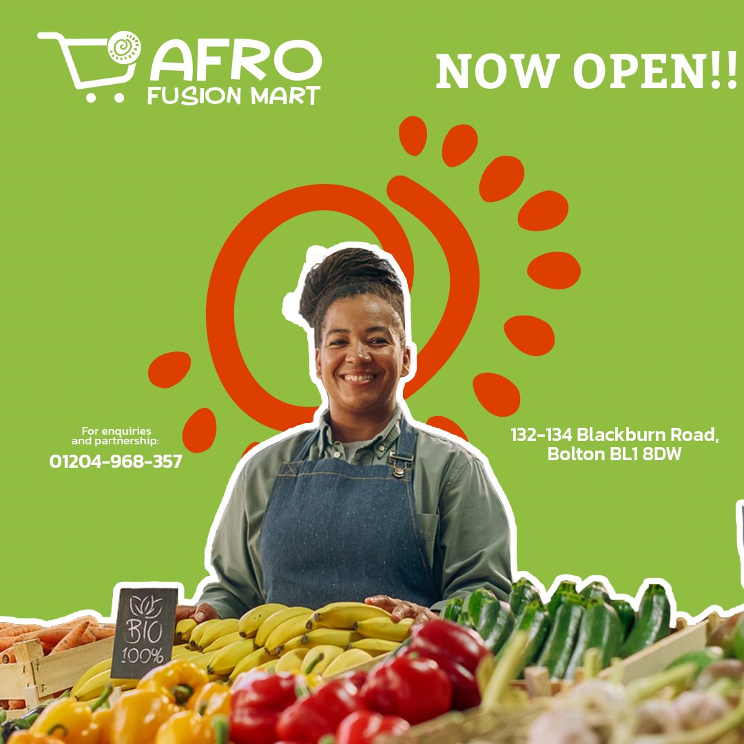 I can’t believe I opened an African grocery store in Bolton last week. It all started like a dream and here we are. 
Afro Fusion Mart sells African food items, spices, fresh produce and more. We deliver anywhere in the UK. Free delivery for orders above £100.