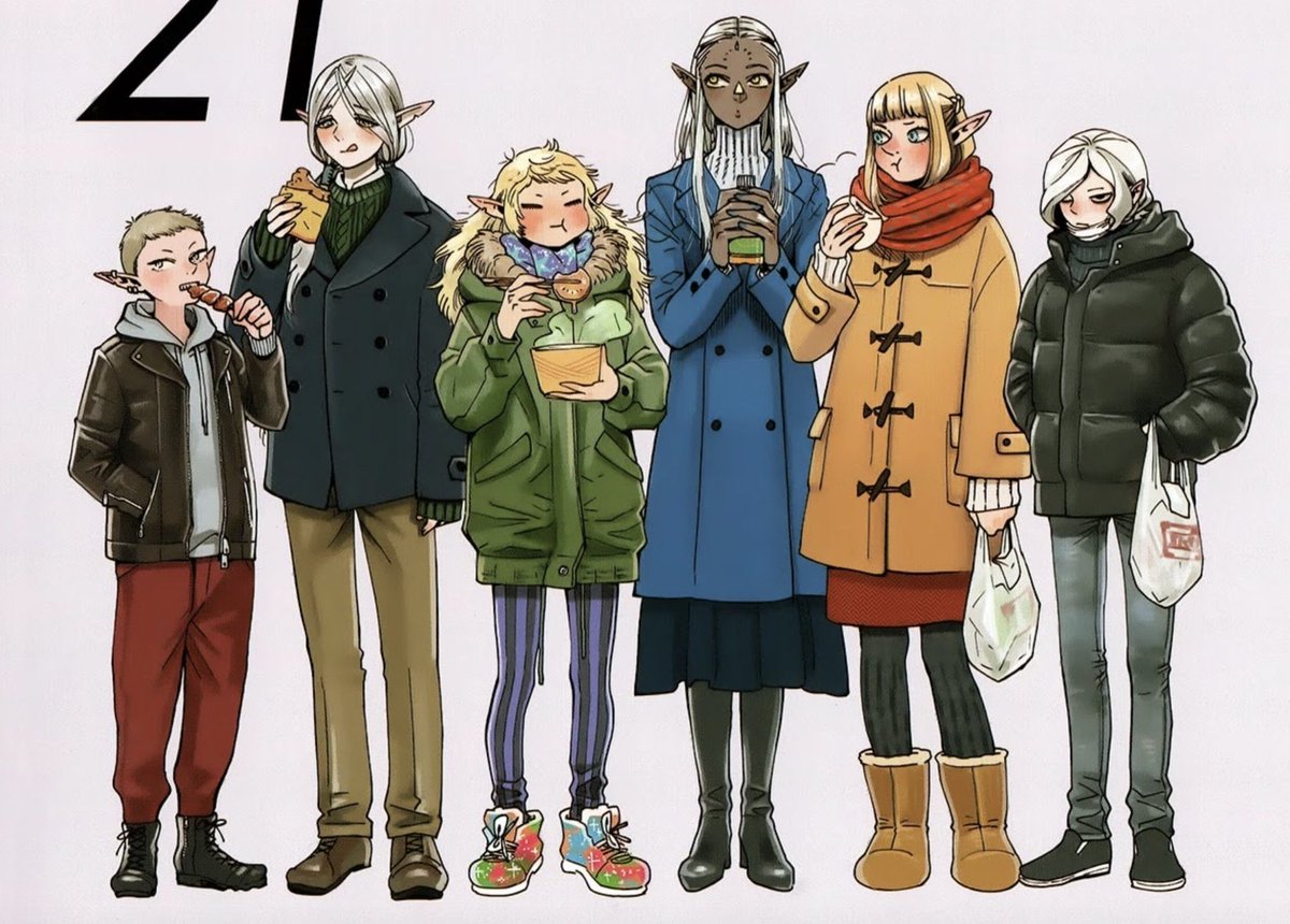Dungeon Meshi characters always dressed like gays meeting up for  brunch 😭