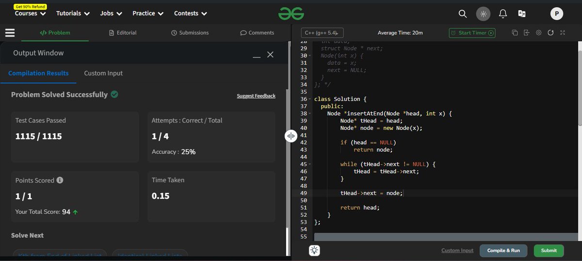 ParbhatSharma29's tweet image. Completed string problems today and started solving problems on Linked list from @striver_79's A to Z DSA sheet.
#LearnInPublic #cpp #leetcode #DSA