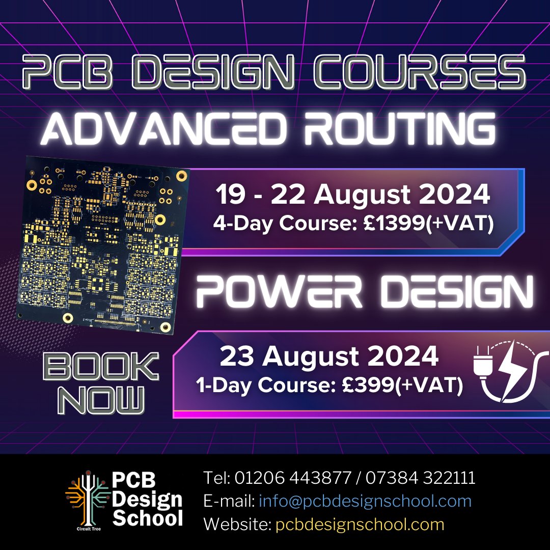 Do you want to improve your PCB Design skills? Please join our Advanced Routing Course and Power Design Course in August! Anyone with more than 3 years PCB Design working experience is welcome to attend the course.

Course details :pcbdesignschool.com/courses