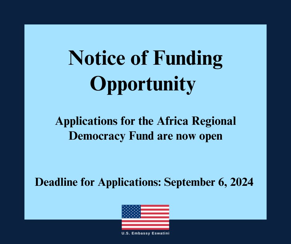 𝐀𝐭𝐭𝐞𝐧𝐭𝐢𝐨𝐧 𝐂𝐢𝐯𝐢𝐥 𝐒𝐨𝐜𝐢𝐞𝐭𝐲 𝐎𝐫𝐠𝐚𝐧𝐢𝐳𝐚𝐭𝐢𝐨𝐧𝐬!
The U.S. Embassy announces an open competition for organizations to submit applications to carry out the Eswatini Democracy and Human Rights Bridge Project. The main aim of the project is to contribute to