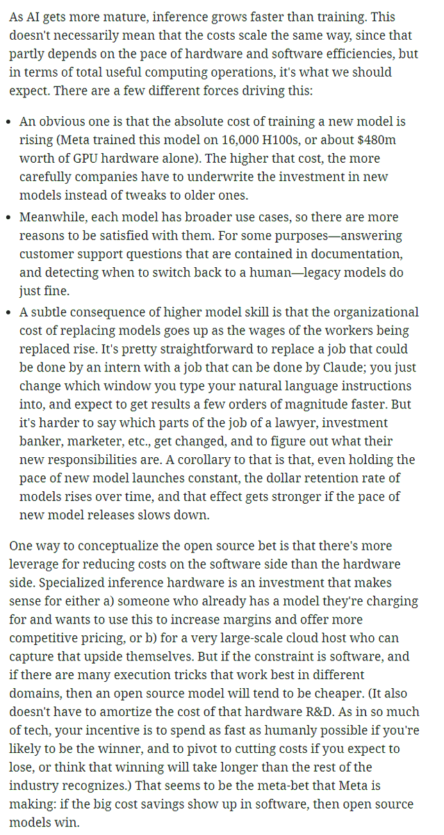 "As in so much of tech, your incentive is to spend as fast as humanly possible if you're likely to be the winner, and to pivot to cutting costs if you expect to lose, or think that winning will take longer than the rest of the industry recognizes. That seems to be the meta-bet