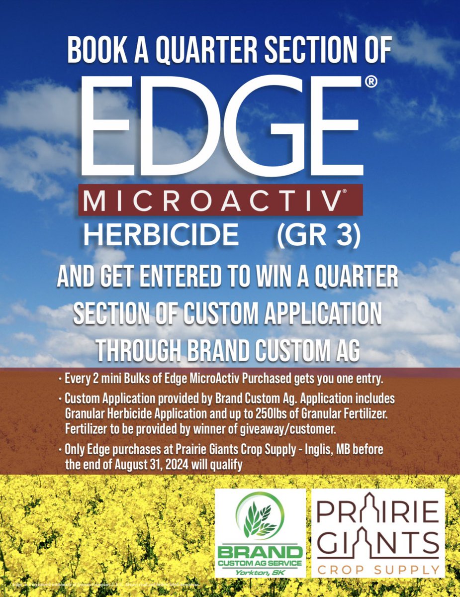 Prairie Giants Crop Supply (@prairiegiants) on Twitter photo We’re teaming up with Brand Custom Ag and <a href="/gowancanada/">Gowan Canada</a> for an exciting giveaway! 🤩 Check out the details below ⬇️ and give us a call or text for more details or to book! We’re teaming up with Brand Custom Ag and <a href="/gowancanada/">Gowan Canada</a> for an exciting giveaway! 🤩 Check out the details below ⬇️ and give us a call or text for more details or to book!
