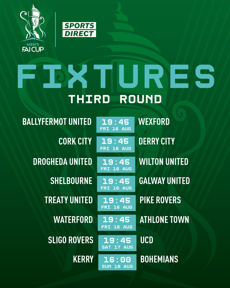 Fixtures confirmed for the Sports Direct Men's FAI Cup Third Round ✅

fai.ie/latest/sports-…

#FAICup