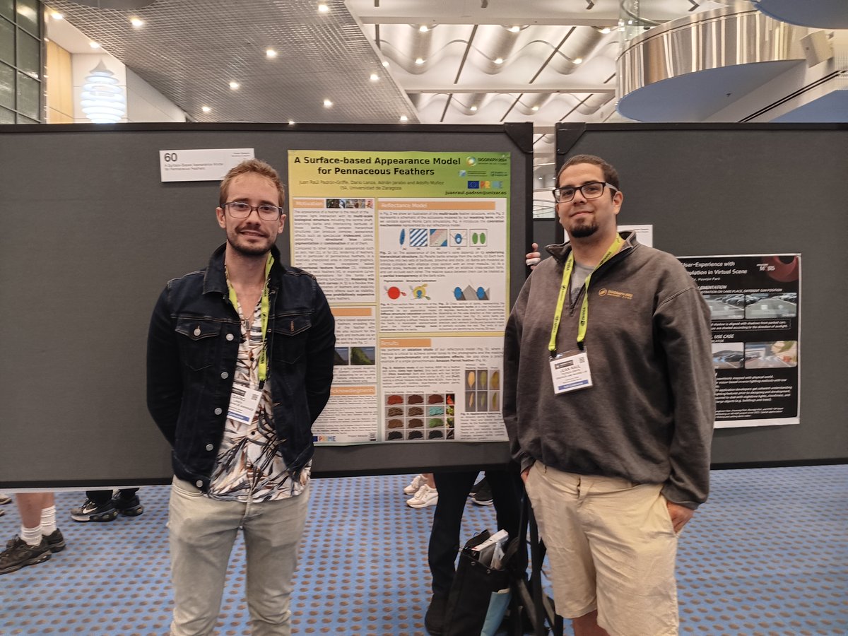 Juan Raúl Padrón Griffe (@juanraulpadron) on Twitter photo We are presenting our poster in #SIGGRAPH2024 <a href="/siggraph/">ACM SIGGRAPH</a> "A Surface-based Appearance Model for Pennaceous Feathers" <a href="/Dlanza95/">Dario Lanza</a> <a href="/adolfo__munoz/">Adolfo Muñoz</a> <a href="/adrian_jarabo/">Adrián Jarabo</a> <a href="/GILabUZ/">Graphics & Imaging Lab</a> <a href="/ItnPrime/">PRIME-ITN</a>
Come to your poster if you want to know more about rendering feathers.
Website: graphics.unizar.es/projects/Feath… We are presenting our poster in #SIGGRAPH2024 <a href="/siggraph/">ACM SIGGRAPH</a> "A Surface-based Appearance Model for Pennaceous Feathers" <a href="/Dlanza95/">Dario Lanza</a> <a href="/adolfo__munoz/">Adolfo Muñoz</a> <a href="/adrian_jarabo/">Adrián Jarabo</a> <a href="/GILabUZ/">Graphics & Imaging Lab</a> <a href="/ItnPrime/">PRIME-ITN</a>
Come to your poster if you want to know more about rendering feathers.
Website: graphics.unizar.es/projects/Feath…