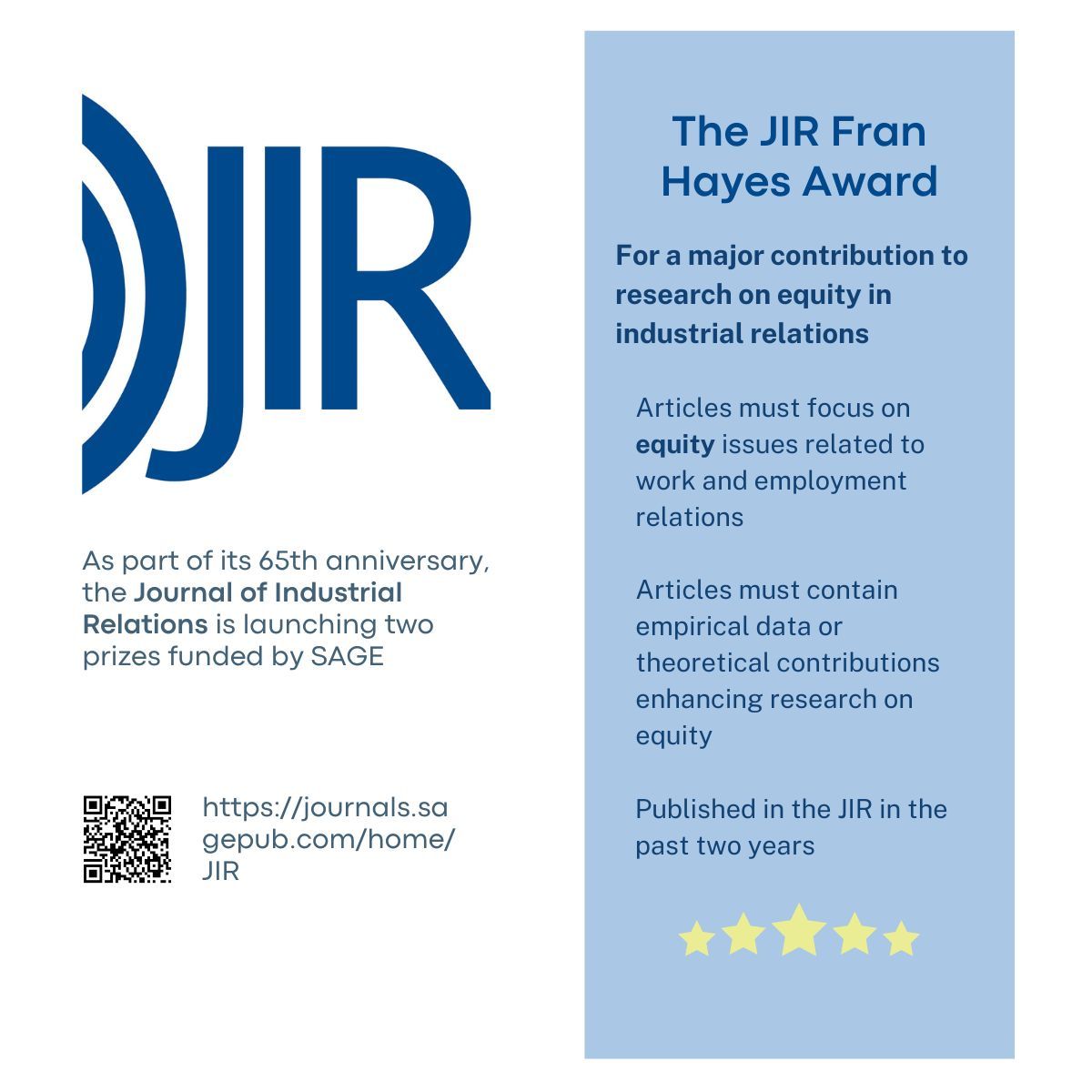 Journal of Industrial Relations (@jirjournal) on Twitter photo 🎉 We are excited to announce the Frances Hayes Prize ࿔*:・゚
journals.sagepub.com/pb-assets/Imag…
#IndustrialRelations #FrancesHayesPrize
<a href="/SageJournals/">Sage Journals</a> 🎉 We are excited to announce the Frances Hayes Prize ࿔*:・゚
journals.sagepub.com/pb-assets/Imag…
#IndustrialRelations #FrancesHayesPrize
<a href="/SageJournals/">Sage Journals</a>