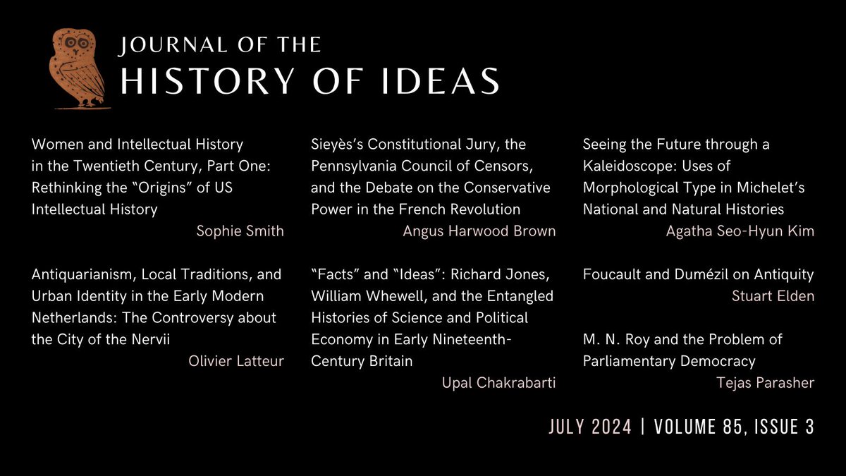 A new issue of the JHI has just been published, with articles by Sophie Smith, Olivier Latteur, Angus Harwood Brown, Upal Chakrabarti, Agatha Seo-Hyun Kim, Stuart Elden, and Tejas Parasher, as well as a remembrance of late Marcia Colish by Cary Nederman. 

muse.jhu.edu/issue/52964