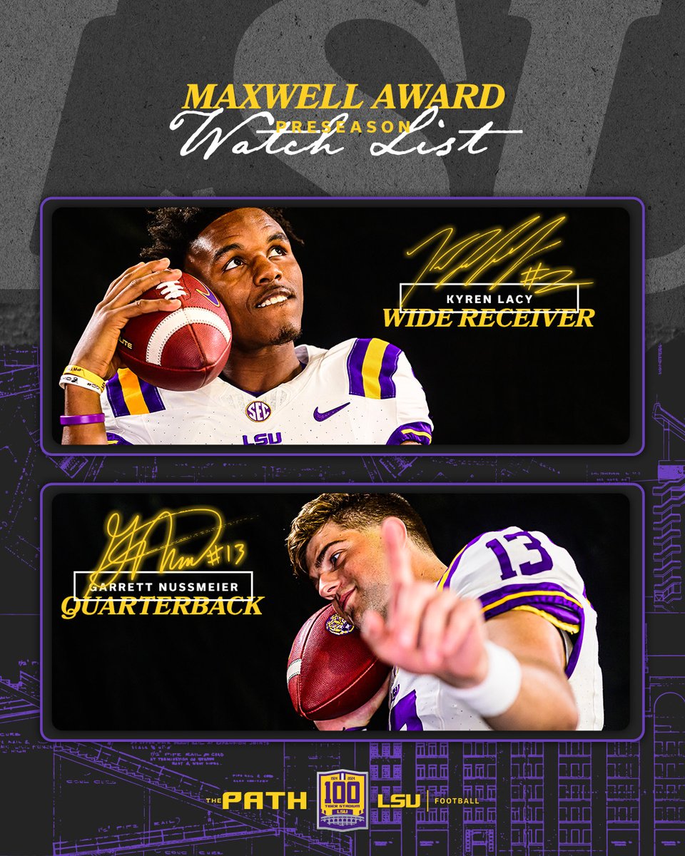 WR <a href="/alltimegreattt/">Kyren Lacy</a> and QB <a href="/Garrettnuss13/">Garrett Nussmeier</a> are on the Maxwell Award Preseason Watch List