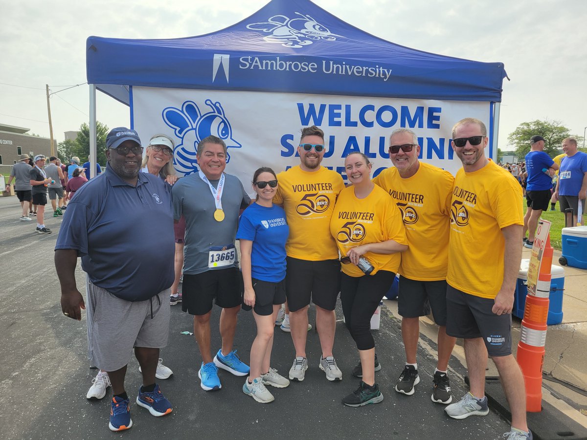 ambrosealumni's tweet image. Great job to our Bees who ran the Bix on Saturday morning! We had so much fun celebrating with you at the Bee Cool Tent!