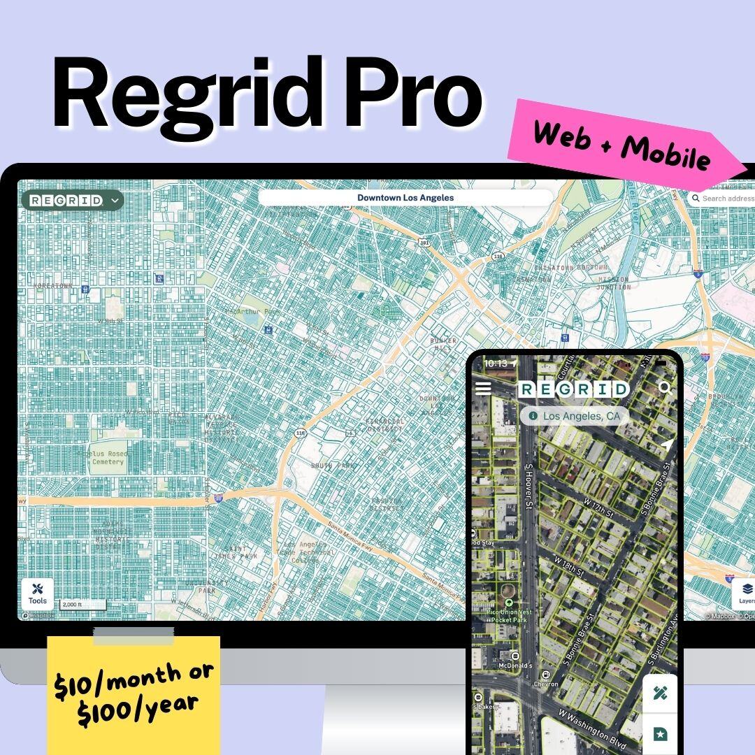 regridapp's tweet image. Unleash the full power of the Regrid Property App with a Pro account! Track properties across the US and get real-time updates with just one login for web and mobile. Ready to explore? Start your journey here: hubs.li/Q02JchR00

#GIS #Mapping #Regrid #LandParcel