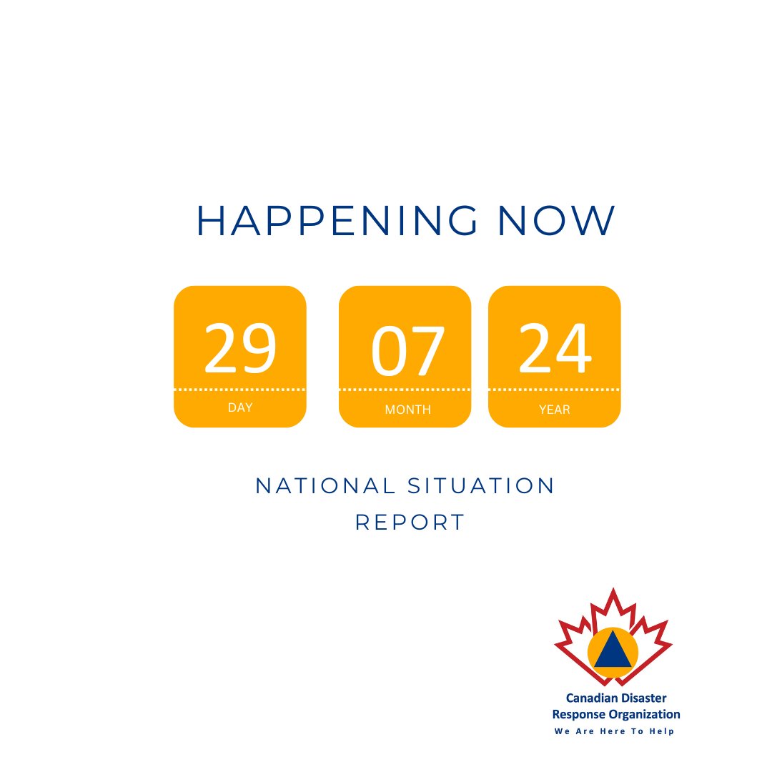 🚨Here is the National Situation Report for the week of July 29: bit.ly/4a8ZMhi

We are working with Alberta NGO Council to ensure all communities have access to the NGO resources needed.

#TeamCDRO #AlbertaStrong #Preparedness