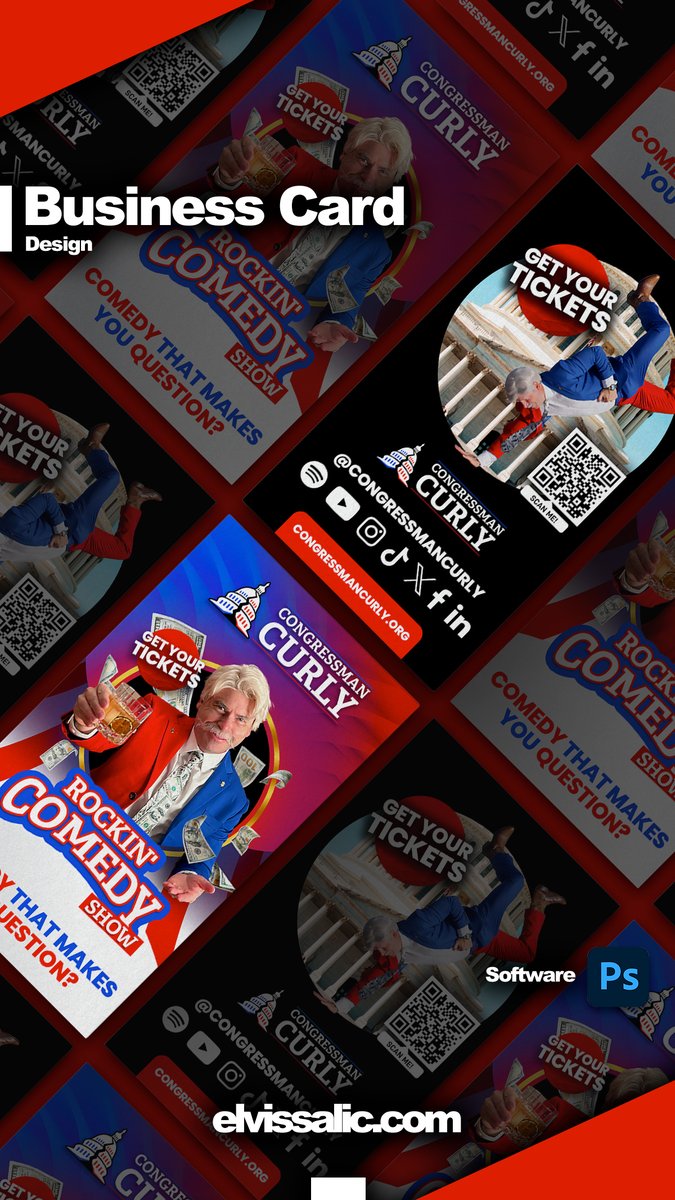 Rockin' Comedy cards to hand out for Congressman Curly