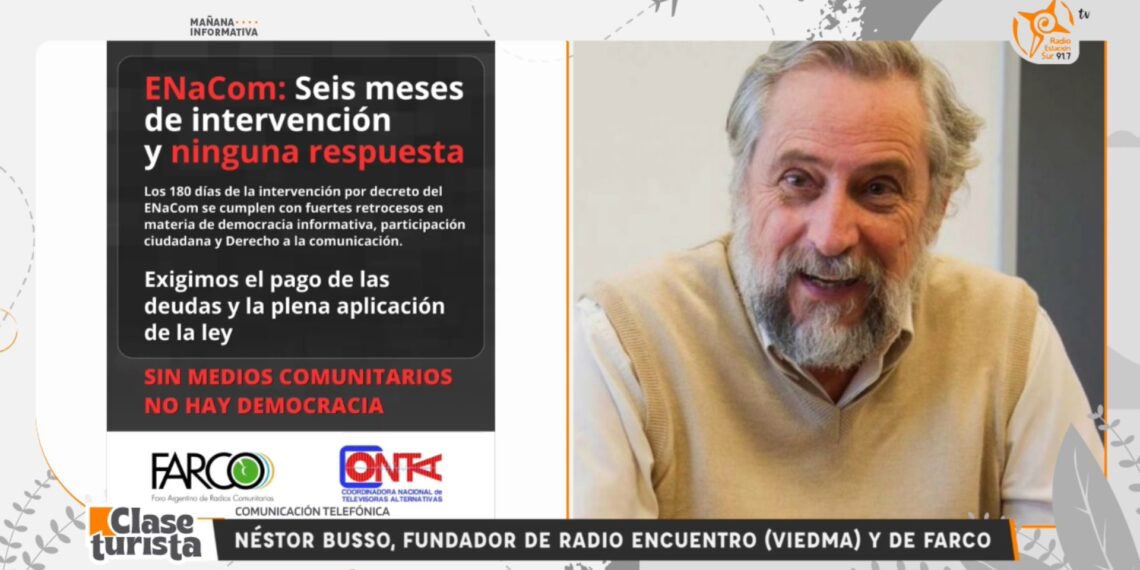 Se cumplieron 6 meses de la intervención del ENACOM: “Lo que llaman libertad, son beneficios para los grandes monopolios”.

💬<a href="/BussoNestor/">Nestor Busso</a>, de <a href="/farcoargentina/">FARCO</a> y Radio Encuentro, habló en #ClaseTurista sobre el retroceso en la comunicación democrática.

👇🏻
estacionsur.ar/2024/07/29/nes…