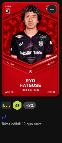 Daha fazla kişiye ulaşmak için aşağıdaki postu rt edip, 2 arkadaşını etiketleyenler arasından 1 kişiye 25$'a yakın bir fiyatı olan Ryo Hatsuse rare kartını hediye edeceğim.

 Retweet the post below, tag 2 friends, and like the post to win a $25 Ryo Hatsuse rare card. #sorare