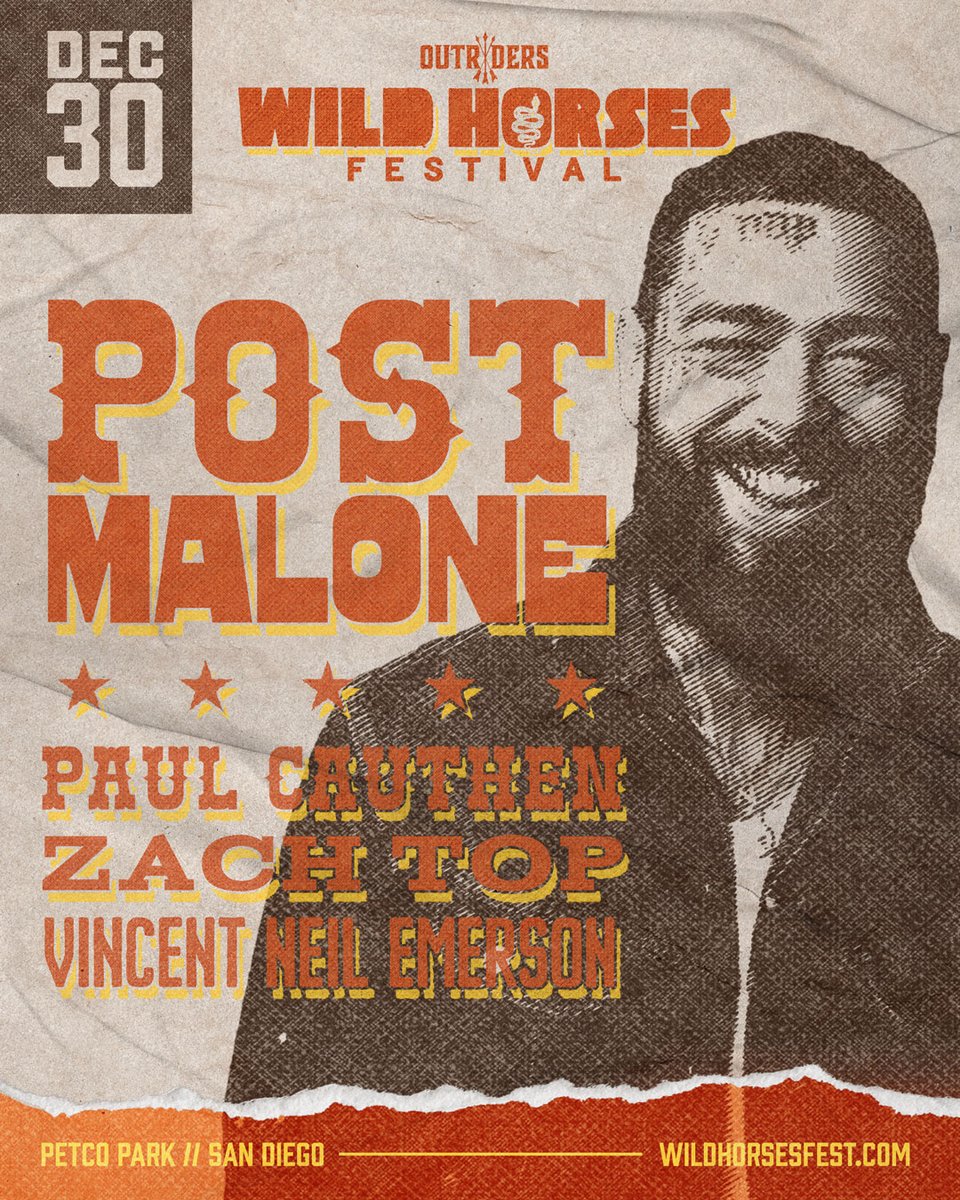 San Diego Padres (@padres) on Twitter photo #WildHorsesFest returns to <a href="/PetcoPark/">Petco Park</a> on Monday, December 30 with <a href="/PostMalone/">Post Malone</a> 🤠
Get your tickets on Friday, August 9 at 1pm PT: Padres.com/WildHorses #WildHorsesFest returns to <a href="/PetcoPark/">Petco Park</a> on Monday, December 30 with <a href="/PostMalone/">Post Malone</a> 🤠
Get your tickets on Friday, August 9 at 1pm PT: Padres.com/WildHorses
