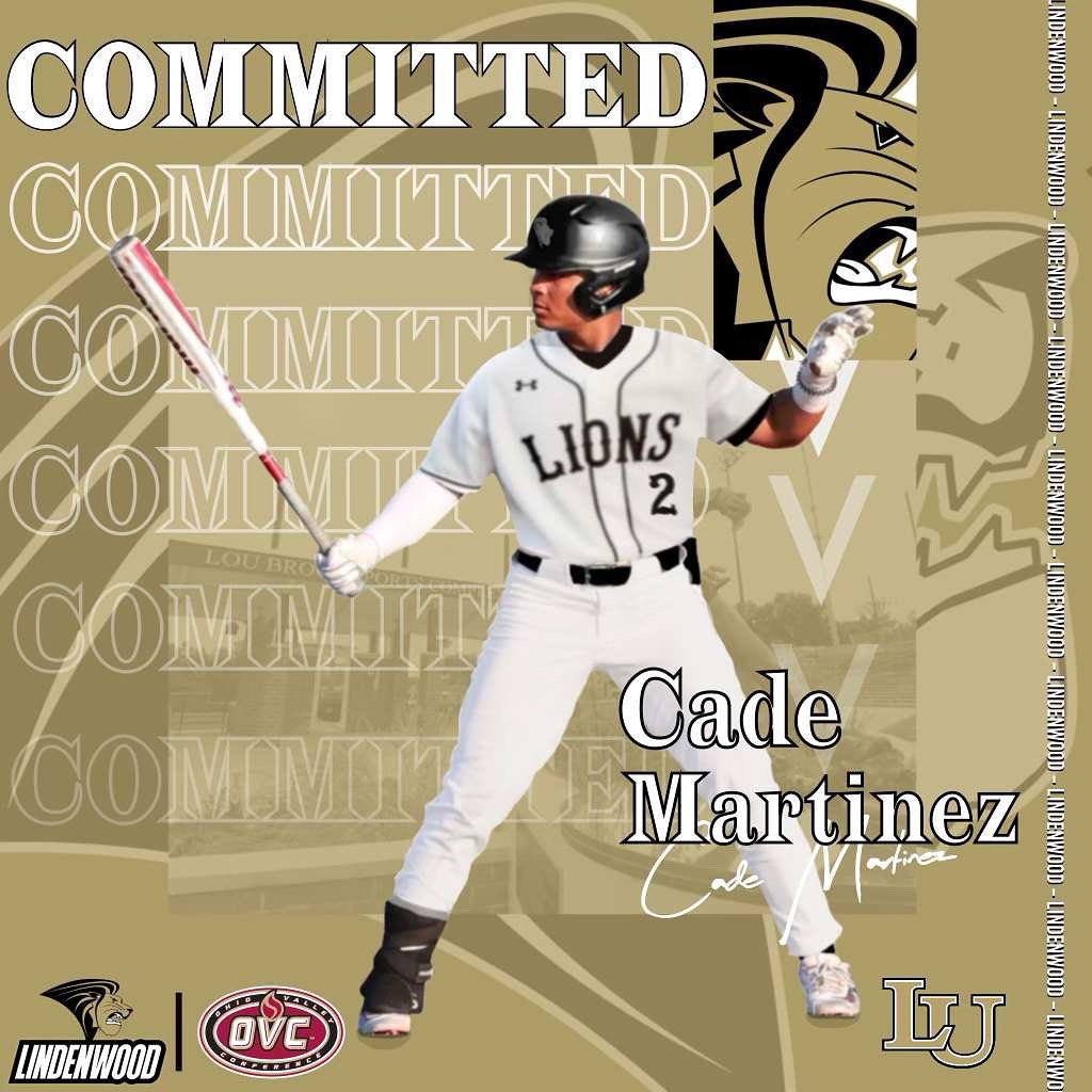 Cade Martinez (@cade_martinez25) on Twitter photo I am blessed and excited to announce that I will be continuing my academic and athletic career at Lindenwood University. I want to thank God, my family, my coaches, teammates and friends. Ready for the next chapter! #OneRoar🦁
<a href="/LULIONSBASEBALL/">Lindenwood University Baseball</a> <a href="/BaseballDHS17/">De Soto Wildcats</a> <a href="/BTLHornets/">BTL Hornets</a> <a href="/PbrUrban/">Andy Urban PBR</a> I am blessed and excited to announce that I will be continuing my academic and athletic career at Lindenwood University. I want to thank God, my family, my coaches, teammates and friends. Ready for the next chapter! #OneRoar🦁
<a href="/LULIONSBASEBALL/">Lindenwood University Baseball</a> <a href="/BaseballDHS17/">De Soto Wildcats</a> <a href="/BTLHornets/">BTL Hornets</a> <a href="/PbrUrban/">Andy Urban PBR</a>